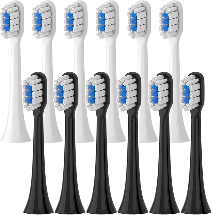 Replacement Brush Heads Compatible for T301 T302 T501 /501CSonic Electric Toothbrush Head Soft Bristle Nozzles(T301-302-WH6BK6)
