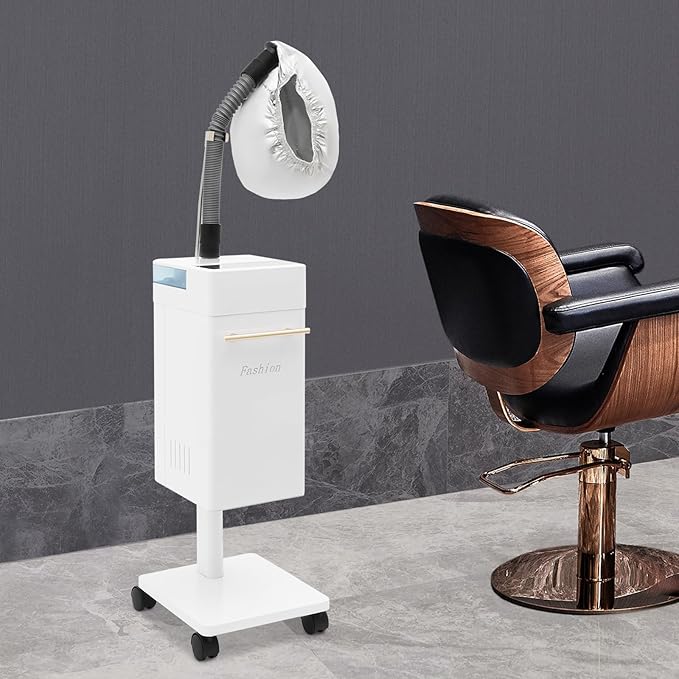 Professional Vertical Nano Hair Steamer 110V 650W Salon-Grade Steam Machine with 360° Mobility Base Hair Oil Treatment Equipment for Spa &amp Home Use Commercial Steam Therapy System (White)