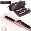 ANGENIL Pro Titanium Flat Iron Hair Straightener and Curler Anti-Scald Dual Voltage with Large Capacity Heat Resistant Travel Bag
