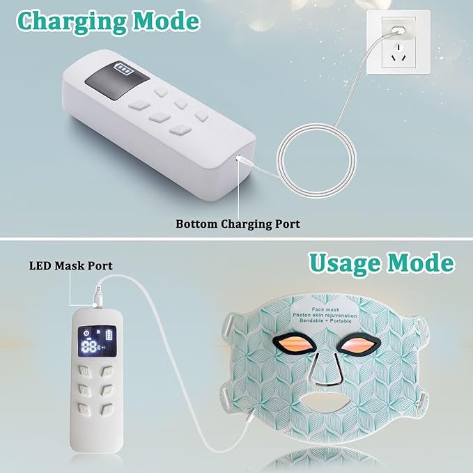 Red Light Therapy for Face 8 Colors LED Face Mask Light Therapy with 850NM Near-infrared 3000 mAh Rechargeable Red Light Therapy Mask Skin Care Device at Home and Travel for Anti-Aging