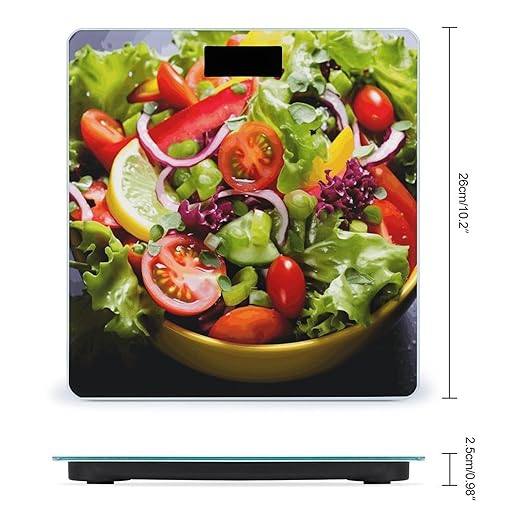 Colorful Various Salad Weight Scale Digital Electronic Scales Bathroom Scale Larg LCD Backlight Display High Precision MeasurementsTempered Glass
