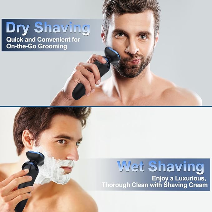 Electric Razor for Men Men's Rotary Shavers WaterproofWet and Dry Rechargeable Electric Shaver for Men's Faces with a Cordless and Floating Head Portable Travel Razoran Ideal Gift for Men