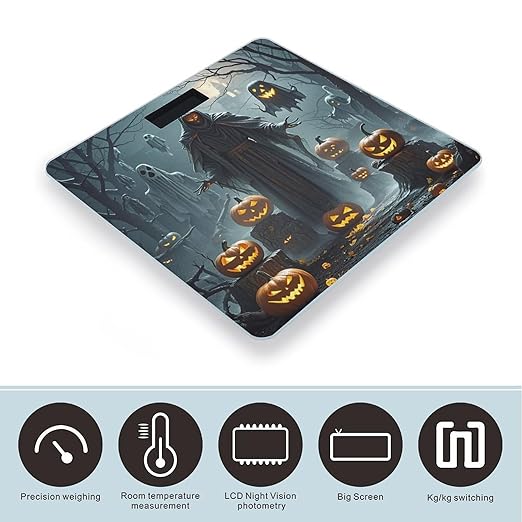 Grim Reaper Bathroom Scale for Body Weight with High Precision Large LCD Backlight Display Digital Weighing Scale with BMI Capacity Up to 180kg