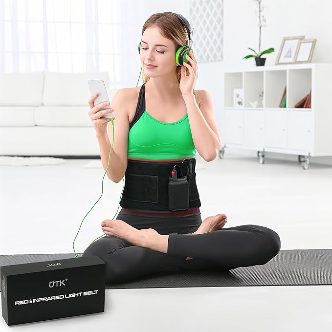 UTK Red Light Therapy Pad for Body Pain Relief LED 660＆850nm Wearable Wrap Deep Therapy Belt with Timer Function Relieve Back Shoulder Pain