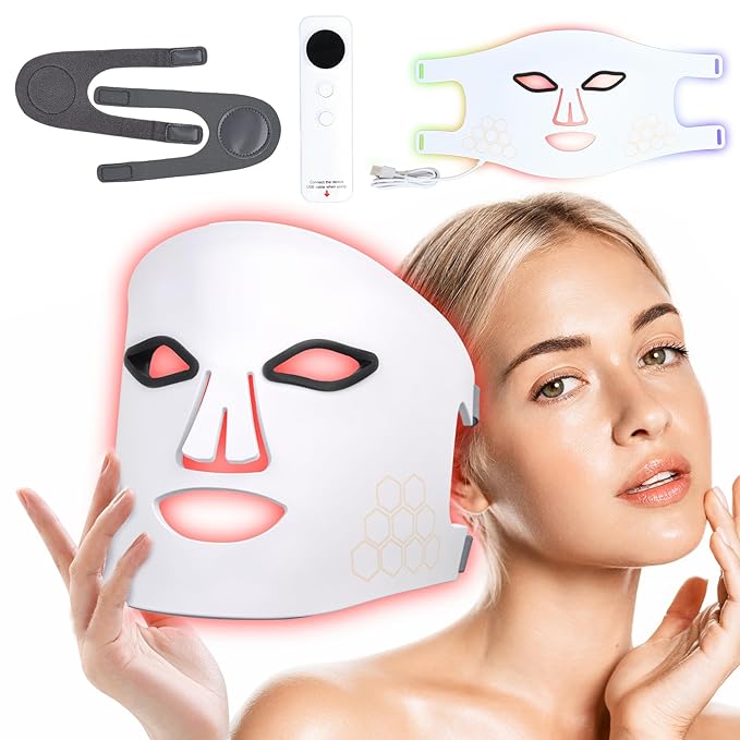 LED light therapy mask Red/Blue/850NM Infrared LightTiming Function Portable for Home &amp Travel