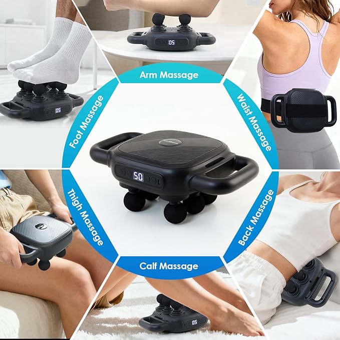 Six Head Massage Gun with 50 Adjustable Intensities &amp 9 Modes Massage Gun for Back Leg Muscle Pain Relief Ideal Gifts for Friends and Parents