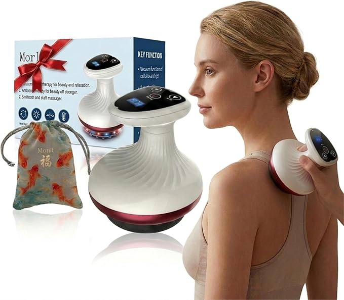 Morlit Smart Cupping Massager Cordless Deep Tissue Body Massager with 9 Suction Levels &amp Heat Therapy One-Touch Electric Massager for Neck Back Shoulder Pain Relief Rechargeable Gift Set