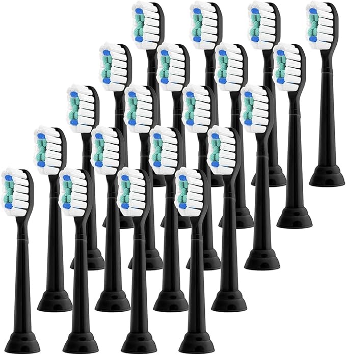 Compatible for Replacement Toothbrush Heads Compatible with Philips Sonicare Electric Brush Head 1100 2100 4100 5100 5300 6100 7500(Black-20 Pcs)
