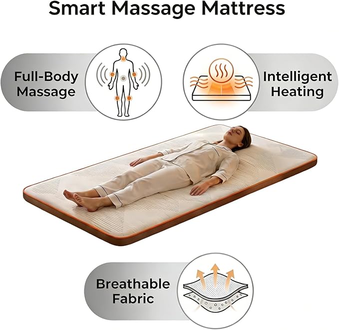 F&ampG Full Body Massage Heating Mat Heating Massage Mattress with 9 Airbags Improving Sleep 3 Modes 3 Heating to Relieve Discomfort in Shoulders Waist and Legs for Home UseSize(38x80)