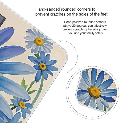 Blue Flower Watercolor Daisy Scale for Body Weight Highly Accurate Digital Bathroom Body Scale Digital Bathroom Scales for People Anti-Slip Large LCD Display Smart Scales