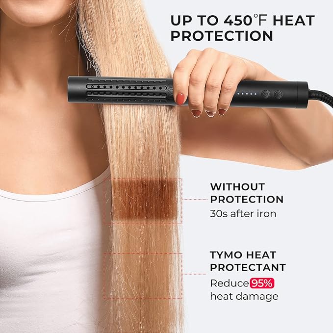 TYMO Heat Protectant Spray for Hair + Ring Hair Straightener Brush