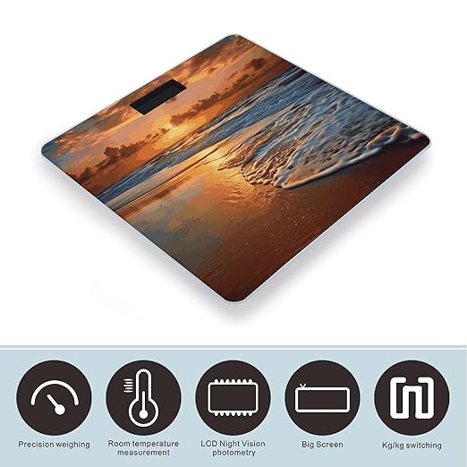 Evening Beach Sea Water Bathroom ScaleHighly Accurate Digital Weighing Machine for People Bright LED Display Weight Scale for The Aldult Home Use