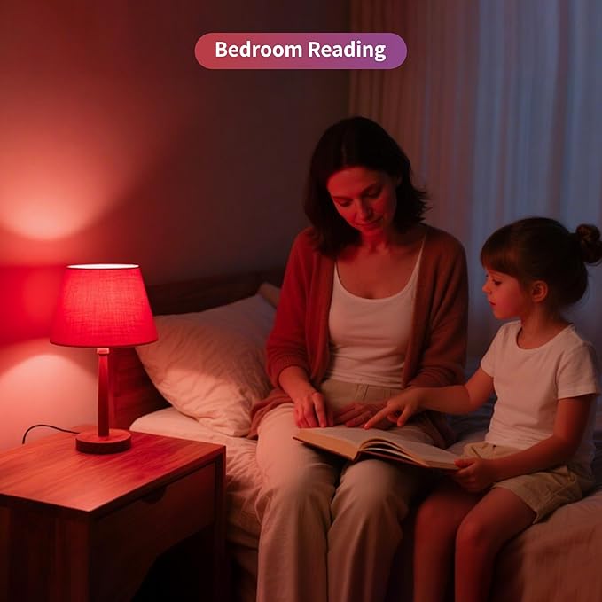 Aogled Red Light Bulbs for Sleep 9W E26 Red Night Light670nm LED Light Bulb A19 120V Equivalent Dim Light Bulbs for BedroomBaby NurseryNatural Sleep