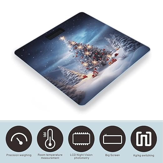 Christmas Trees Smart Scale for Body Weight Accurate Bathroom Scale with LED Display Digital Weight Scales Weighing Machine High Precision Scales for Bath Home