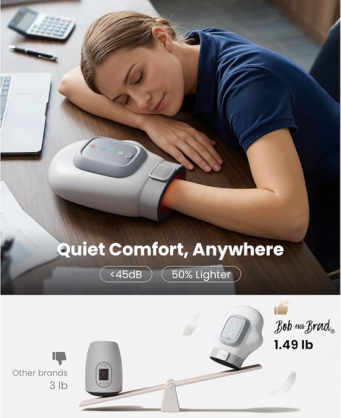 BOB AND BRAD Hand Massager with Heat and Compression Individual Fingers FSA-HSA Eligible Cordless Portable HandSpa Prime Hand Massager for Arthritis and Carpal Tunnel Pain Relief 5 Intensities