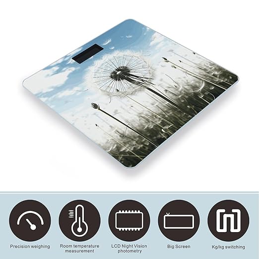 Dandelion Bathroom Scale for Body Weight Bathroom Digital Electronic Weighing Scale with Back Lit LED Display Sturdy Tempered Glass Weight Watchers Scales 400lb