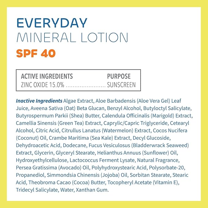 Seaweed Bath Co. Everyday Mineral SPF 40 Broad Spectrum Sunscreen Lotion 3.4 Ounce Sustainably Harvested Seaweed Sea Kale Prebiotics