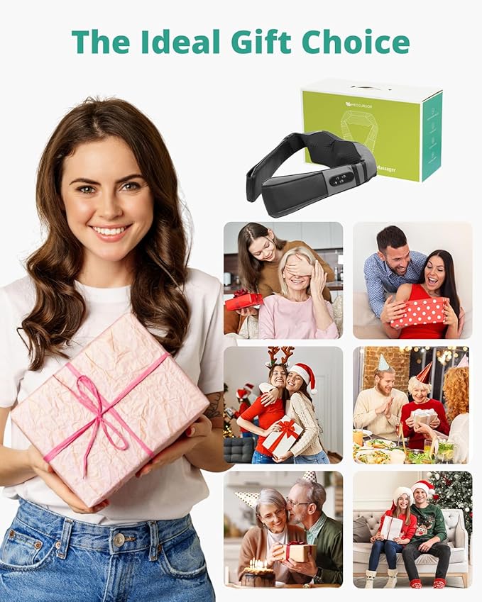Medcursor Neck Massager with Heat - Deep Tissue Pain Relief Rechargeable Shiatsu Neck and Shoulder Massager Ideal Choice for Men Women Mom &amp Dad