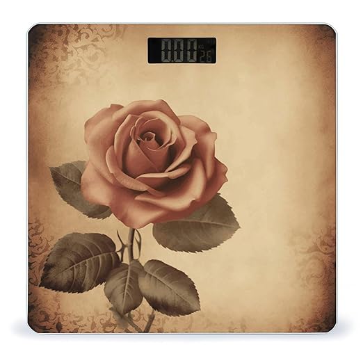 Vintage Rose Bathroom Scale Automatic Power On/Off Body Scales LCD Backlight Display Square Digital Scale Rounded Corners Bathroom Scales for Home Bedrooms
