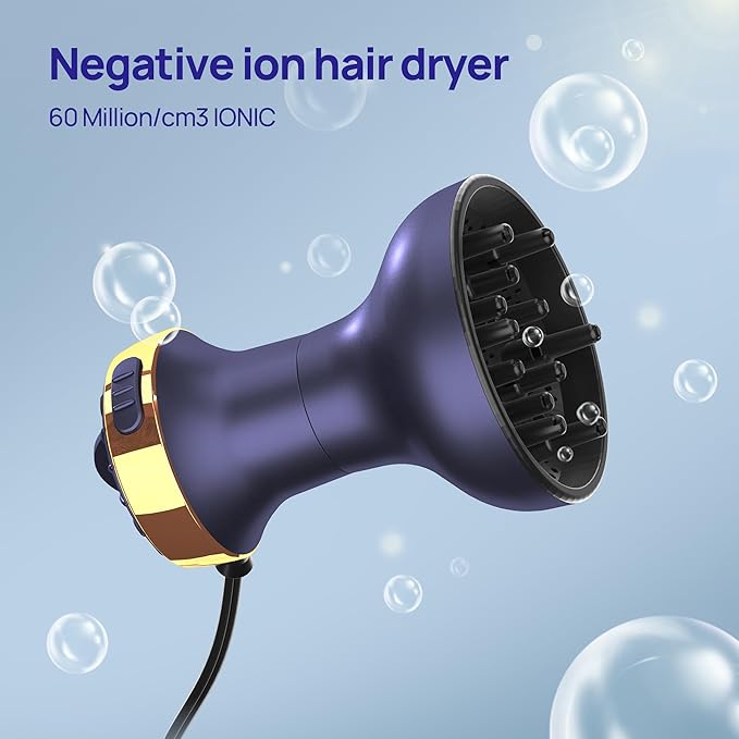 Diffuser Hair Dryer for Curly Hair Hair Dryer Curly Diffuser with Ionic &amp Ceramic Technology 800W Lightweight and Compact Frizz-Free Gift