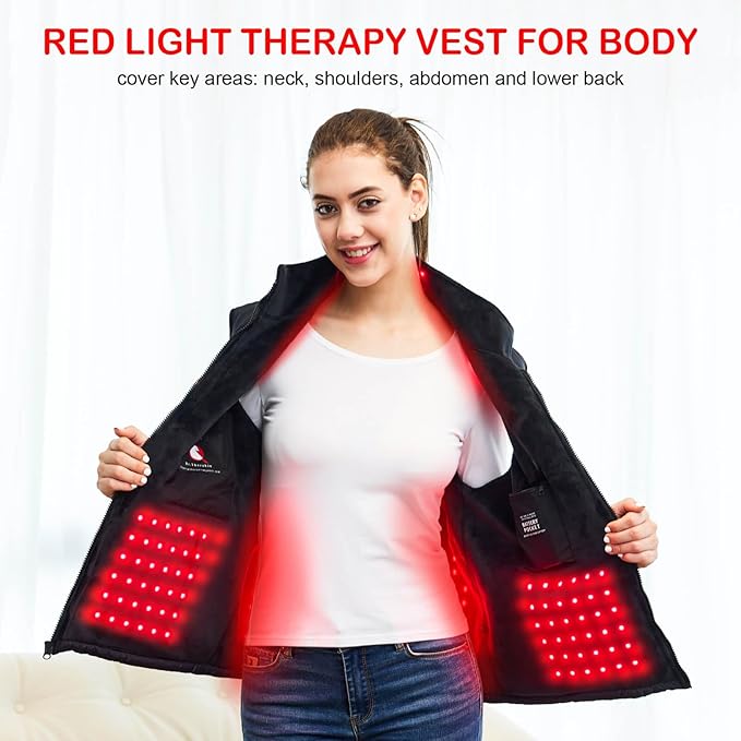 Red Light Therapy Vest for Body Cordless Infrared Light for Neck Shoulder Back &amp Abdomen Pain Relief Skin Care Postpartum Recovery