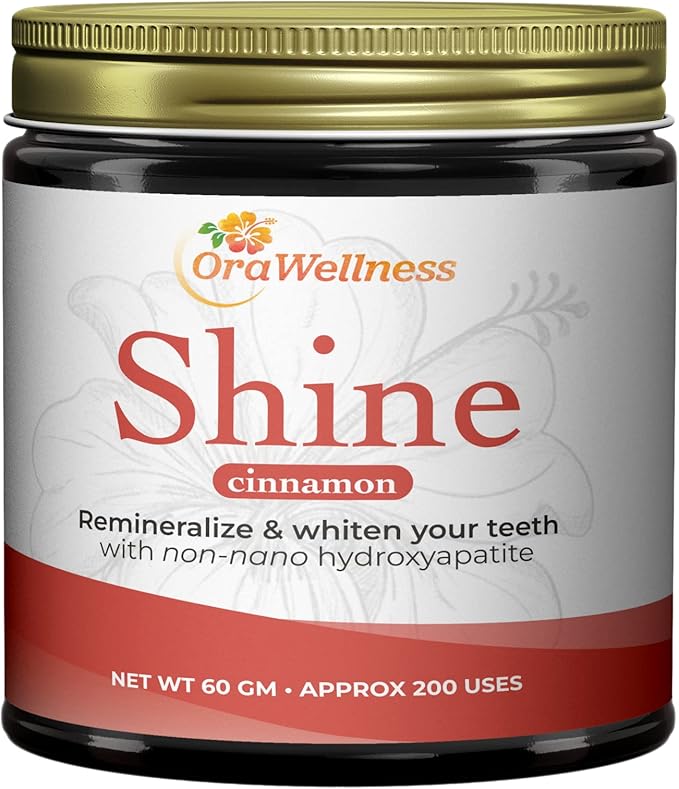 OraWellness Shine Remineralizing Natural Teeth Whitening Powder in Cinnamon + Pack of 3 Healthy Mouth Blend Organic Toothpaste &amp Mouthwash Alternative Tooth Oil