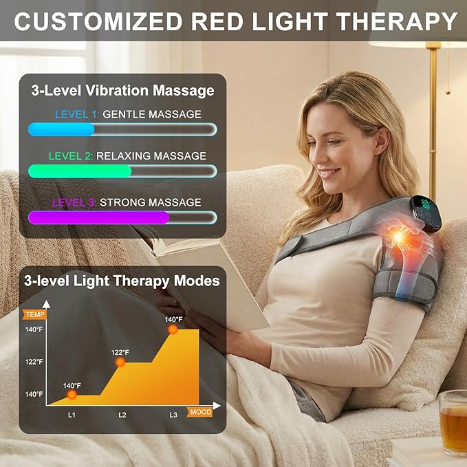 GALAX PRO Knee Electric Massager with Heat Cordless Heated Knee Massage for Pain Relief with 3 Heating Levels 6 Vibration Modes LED Screen &amp Adjustable Strap