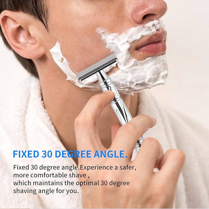 KAMPFE Double Edge Safety Razor Shaver Adopts CNC High-Precision ProcessingWomen and Mens razors for Shaving30-degree Shaving Angled Head (mild+)