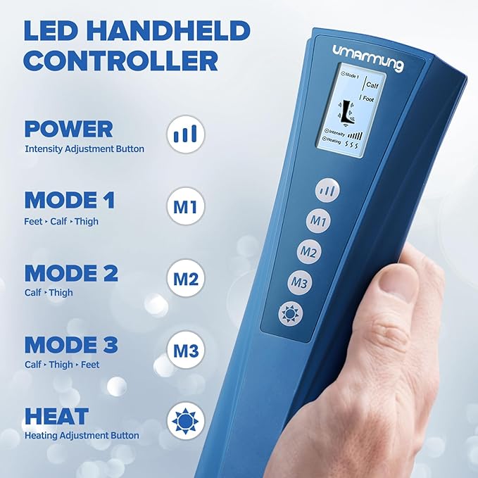 Air Compression Leg Massager with Heat - Ideal Christmas Mother's Day and Father's Day Gifts for Men Women Dad Mom - Relieves Foot and Knee Pain Eases Varicose Veins Cramps Swelling and Edema