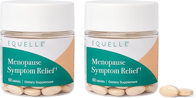 EQUELLE Multi-Symptom Perimenopause &amp Menopause Relief Relief from Hot Flashes Muscle Aches &amp Supports More Sleep. Hormone-Free Plant-Based S-Equol – 2 Month Supply (120 Tablets)