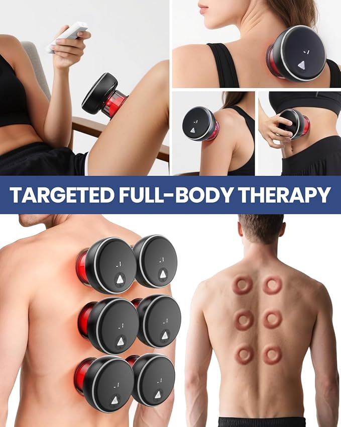 Electric Cupping Kit for Massage Therapy with Remote Controller - 32 Levels of Adjustable Suction &amp Heat Portable Cupping Therapy Set for Back Pain Relief Neck Muscle Soreness