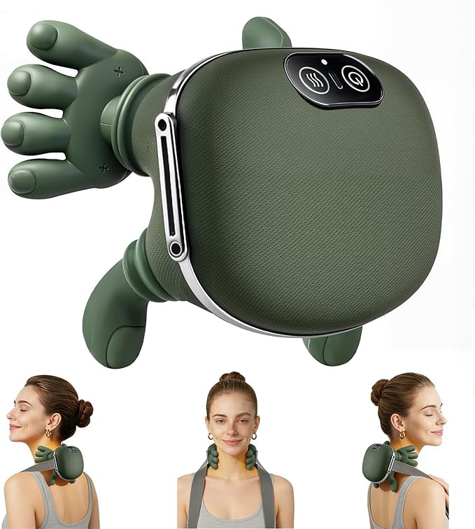 Neck and Shoulder Massager - Bionic Heated Massager Cordless Portable Electric Shiatsu Massager Deep Tissue 4D Kneading Massage Simulated Human fingers Design for Pain Relief and Muscle Relax