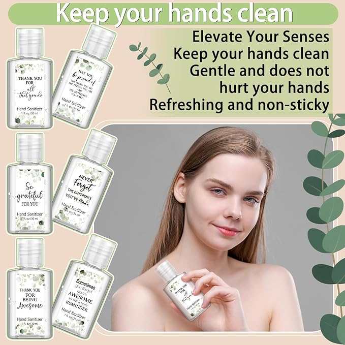 Frienda 24 Pack Thank You Mini Hand Sanitizer Bulk Travel Size 1oz Employee Appreciation Gift Scented Hand Sanitizer Bulk Small Group Gifts for Team Coworker Staff Office Teacher Nurse