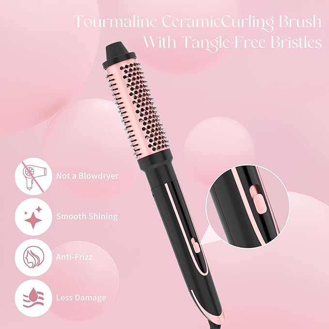 5-in-1 Curling Iron Set for Creating a Variety of Curls Including one hot air Brush and Four Interchangeable Ceramic Curling Barrels Dual Voltage Comes with Gloves and Hair Clips (0.3–1.5 inches)