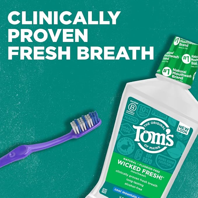 Tom's of Maine Natural Wicked Fresh Alcohol-Free Mouthwash Cool Mountain Mint 16 oz. 6-Pack (Packaging May Vary)