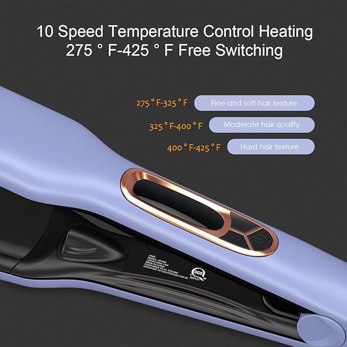 JINRI Volumizing Hair Iron Pumped-Up Volume Adjustable Temp 360 ° Tail Rotation Lasting Hair Volume for Short Or Thin Hair Dual Voltage（100-240V） Purple