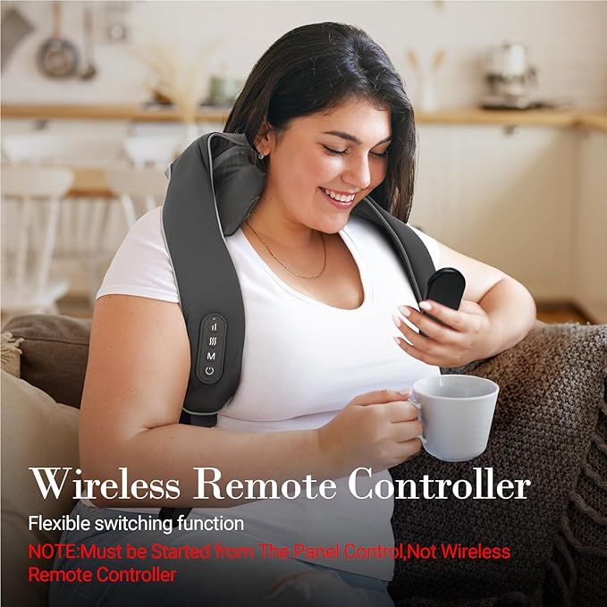 Shiatsu Neck and Shoulder Massager with Heat [Remote Control] FSA Eligible HSA 6D Kneading Neck Massager for Pain Relief Deep Tissue Gifts for Men Women