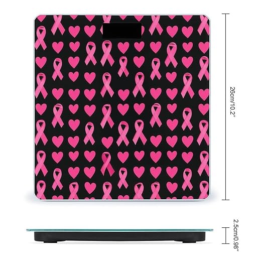 Men's Smart Scale for Body Weight Digital Bathroom Weighing Scale Automatic Switch Energy Saving Scale Pink Ribbon Breast Cancer Awareness Symbol Hearts