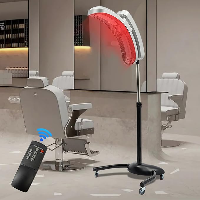 Professional Temperature &amp Angle Adjustable Standing Hair Dryer 110V 950W Professional Stand Hair Color Processor (Silver)