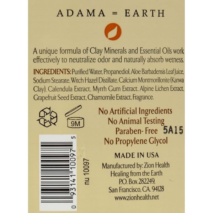 Zion Health Adama Minerals Clay Deodorant Citrus Blossom - 2.5 oz