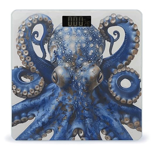 Blue Octopus Digital Bathroom Scale for Body Weight Weighing Scale with Backlit LCD Display High Precision Measurements &amp Measures Weight Up to 180kg