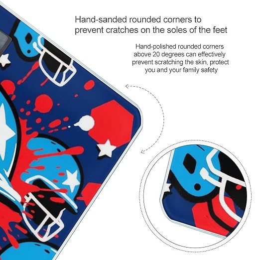 Baseball Helmet Blue Weight Scale Large Digital Bathroom Scales with Bright LED Display Non Slip Digital Scale and Step On Fashion Weighing Machine for Body