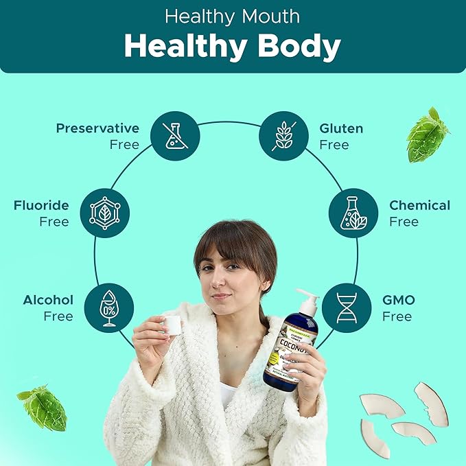 Dale Audrey Nano Hydroxyapatite Mouthwash Oil Pulling for Teeth and Gums | Coconut Flavored Organic Mouthwash for Bad Breath | Essential Oils for Teeth Whitening &amp Fresh Breath Natural Mouthwash 8
