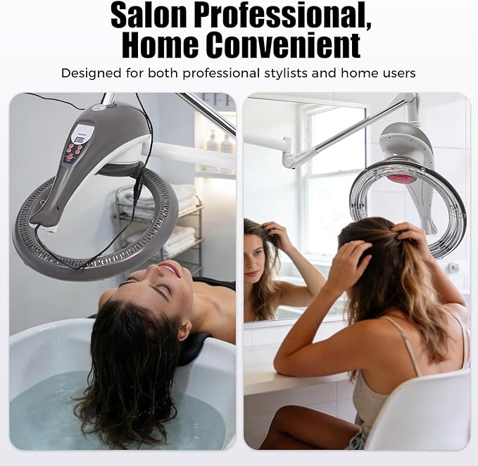 950W Wall Mount Hair Treatment MachineOrbiting Rotating Hair Processor for Salon Home UseTime AdjustableProfessional Hair Care for Spa Family (Grey)