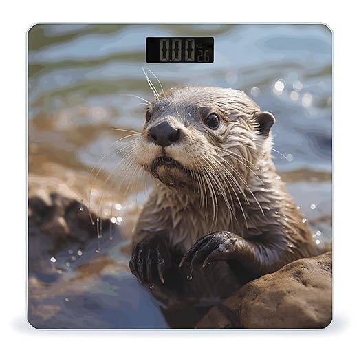 Otter Playing in The WaterScale for Body Weight with LCD High Precision Weighing Scales Fashion Sturdy Tempered Glass Weight Scales Easy-to-Read Digital Bathroom Scale for Daily 400lb