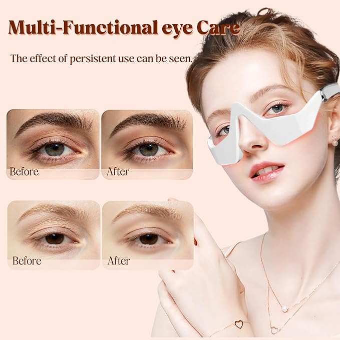 Eye Lift Device Under Eye Red Light Therapy Device for Dark Circles Wrinkles &amp Puffiness Eye Bags Treatment Wand Anti-Aging Eye Care Device for Women (White)