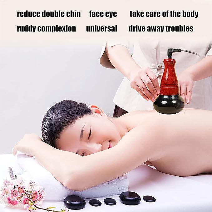 Hot Stone Electric Massager Adjustable Temperature Massage Stones 5 Levels of Temperature GuaShafor Massage Home SPA Relaxation Treatment Pain Relief
