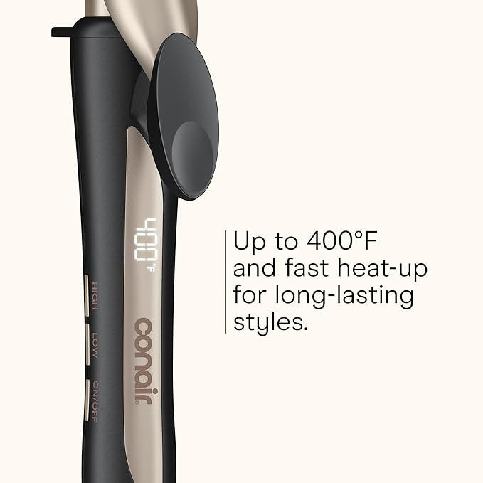 INFINITIPRO BY CONAIR Tourmaline Ceramic Long Barrel 1-Inch XL Curling Iron 1-Inch Extra Long Barrel Produces Classic Curls Hair Curler for Use on All Hair Dark Gray