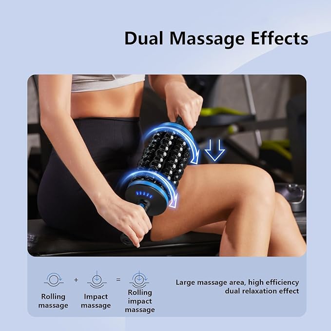 Massage Roller Massage Machine Muscle Roller Back Leg Foot Psoas Muscle with Hands-Free Base 5-Speed Whole Body Relief for Legs Foot Calf Massager(Black and Gray)