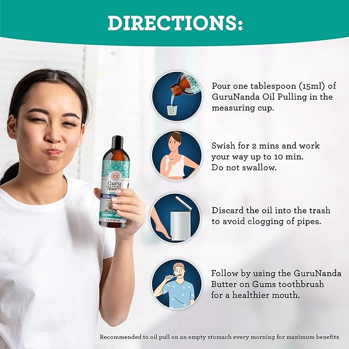 GuruNanda Fresh Start Oral Care Bundle – 70ct Disposable Pre-Pasted Toothbrushes &amp 8oz CocoMint Oil Pulling for Easy Refreshing Oral Hygiene